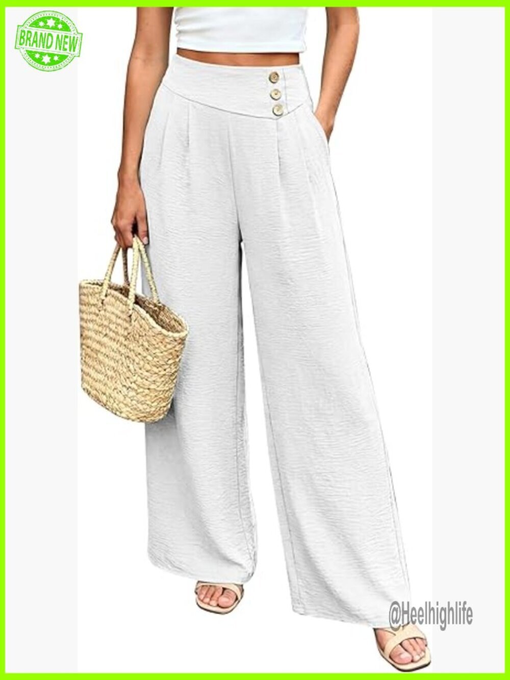 High Waisted Wide Leg Palazzo Pants Flowy Summer Lounge Beach Vacation